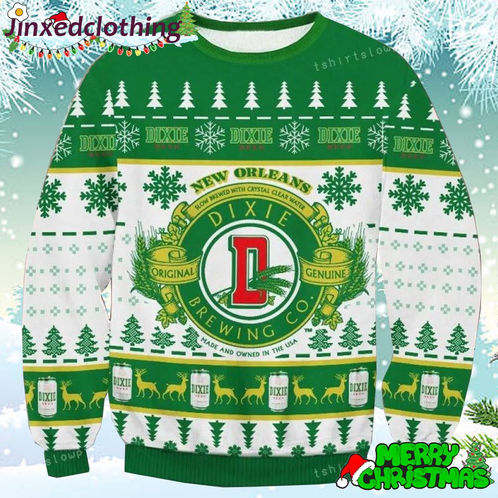 New Orleans Brewery Dixie Beer Logo Christmas Ugly Sweater Party 